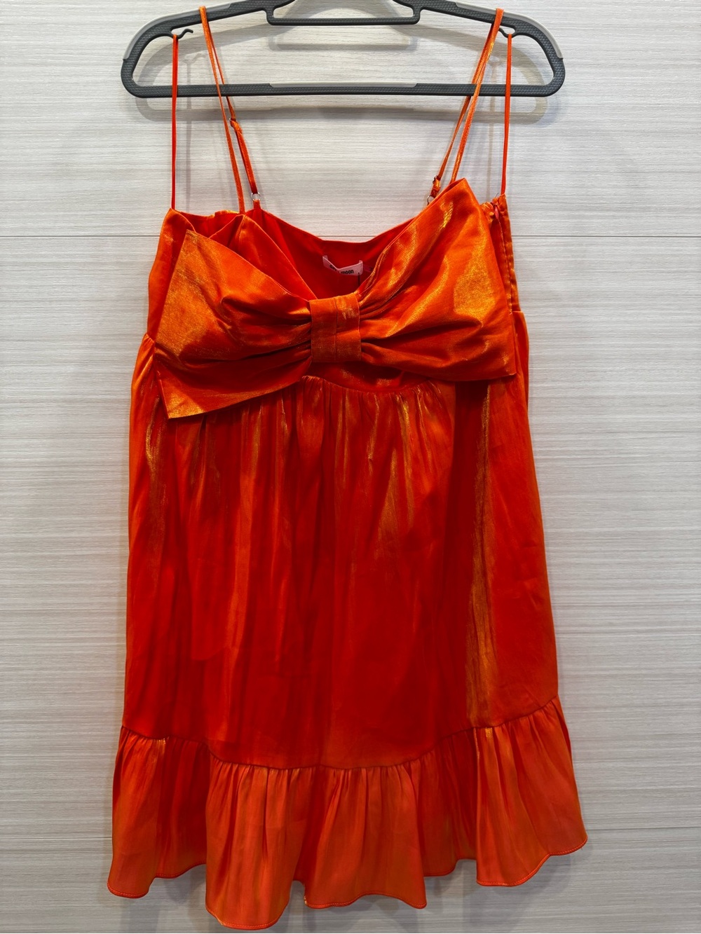 Day + Moon Iridescent Orange Satin Bow Macie Dress NWT size Large